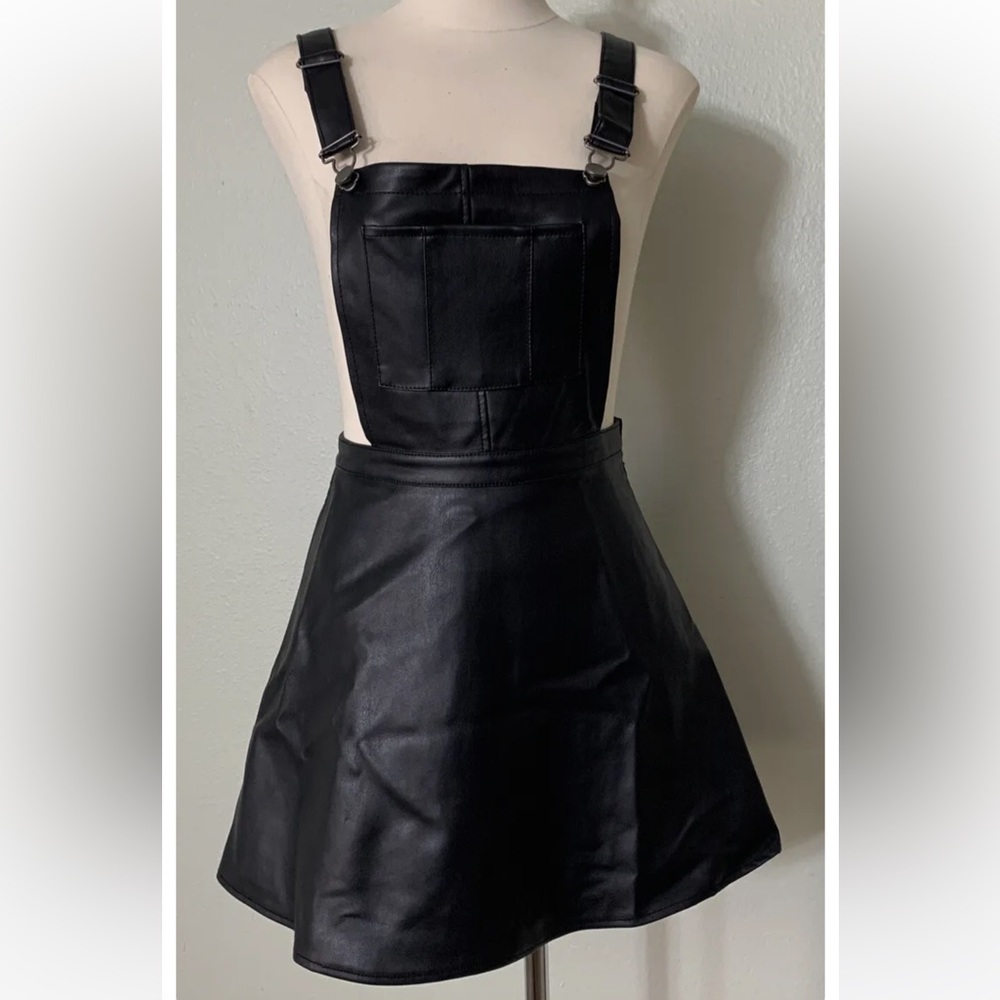 Jack by BB Dakota Faux Leather Mini Overall Dress